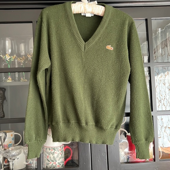 Lacoste Sweaters - Vintage Lacoste small/medium green v-neck sweater
